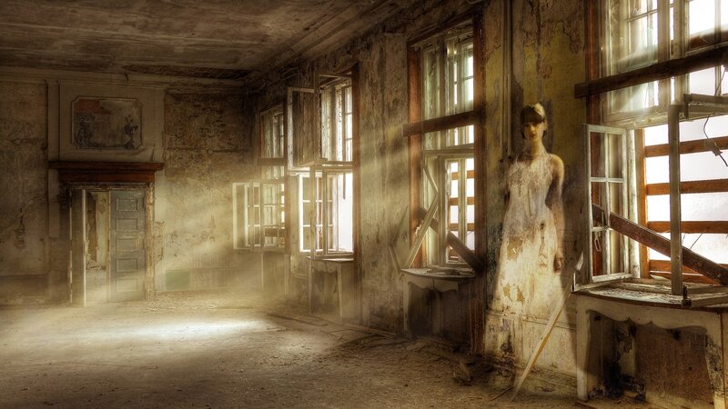 Woman in White Dress — Brown, Haunting, Afternoon