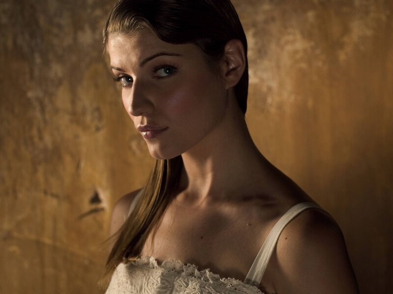 Woman in White Dress — Brown, Photograph
