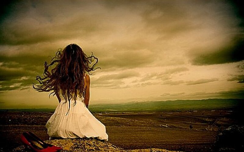 Woman in White Dress — Brown