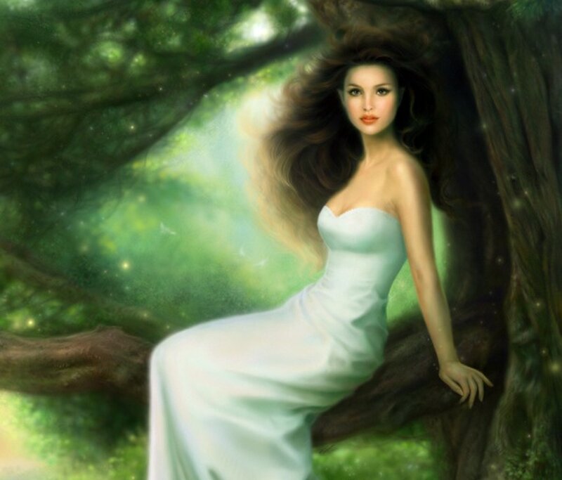 woman in white dress by tree