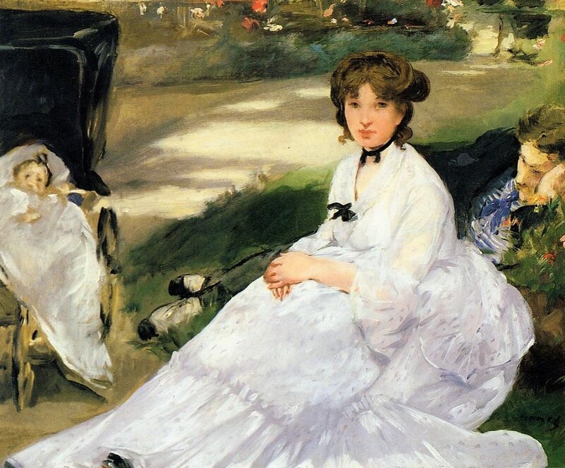 Woman in White Dress — Calm, Afternoon, Painting, Baby