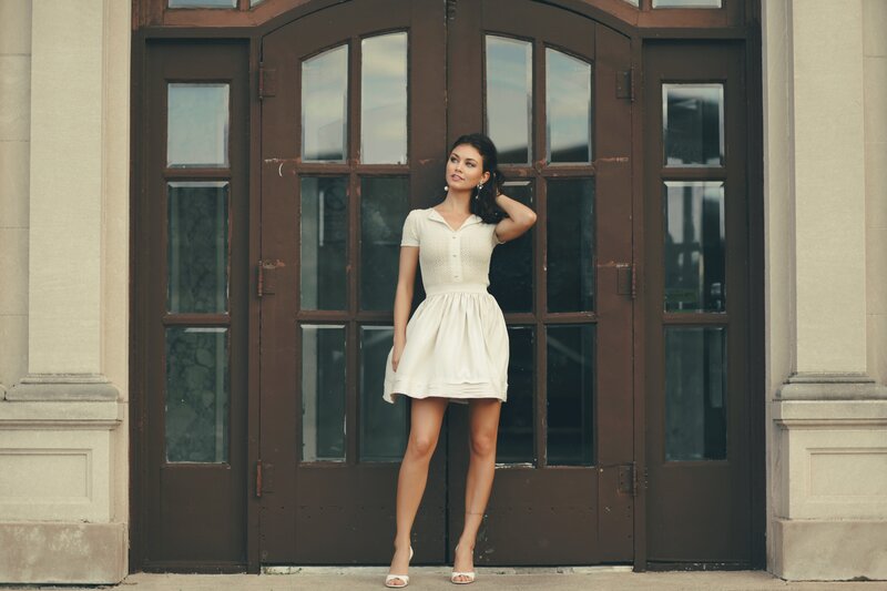 Woman in White Dress — Calm, Afternoon, Photograph, Doors