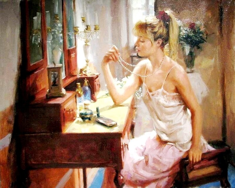 Woman in White Dress — Calm, Morning
