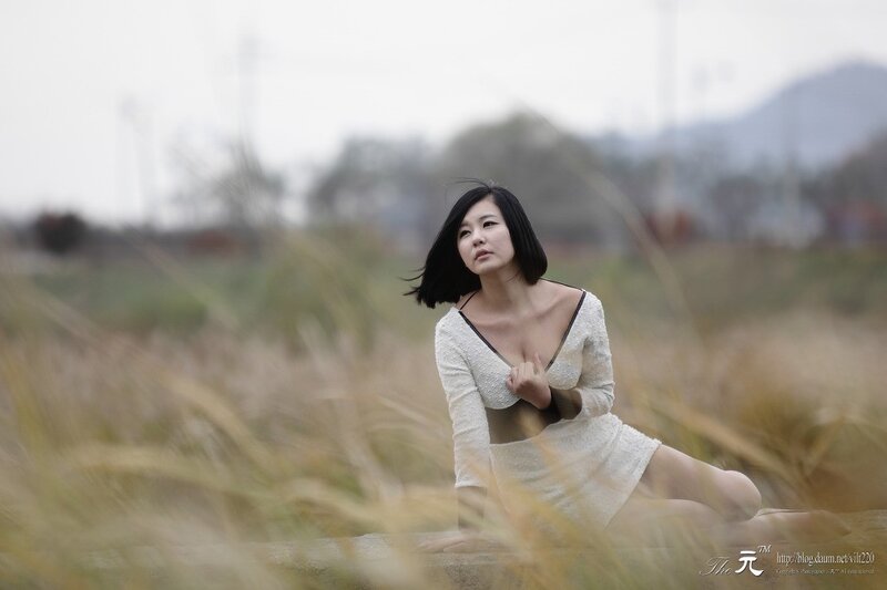 Woman in White Dress — Contemplative, Autumn