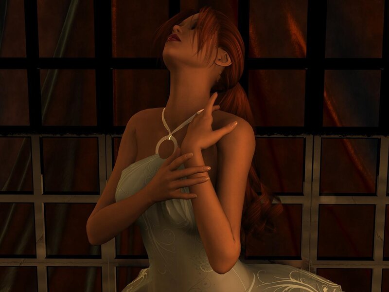 Woman in White Dress — Dramatic, 3d Render