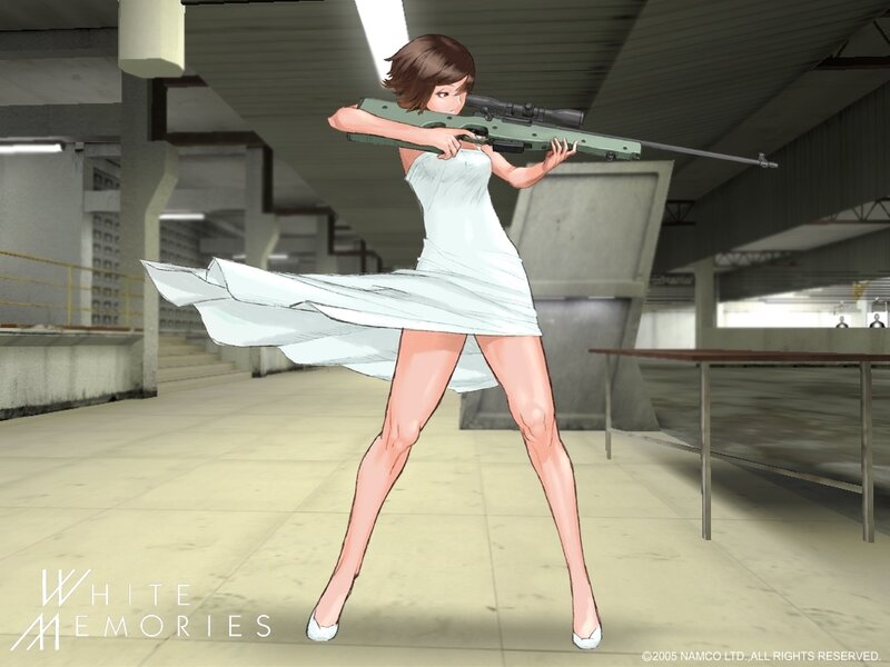 Woman in White Dress — Dramatic, Anime, Sniper Rifle