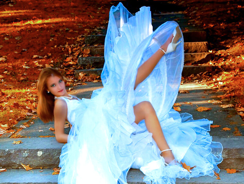 Woman in White Dress — Dramatic, Autumn