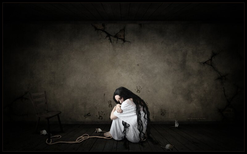 Woman in White Dress — Dramatic, Digital Art, Chair