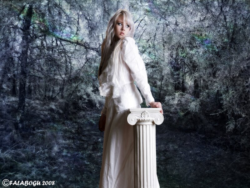 Woman in White Dress — Dramatic, Digital Art, Column