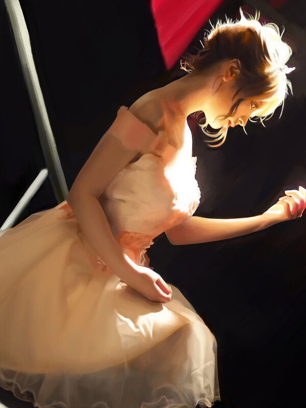 Woman in White Dress — Dramatic, Digital Art, Light