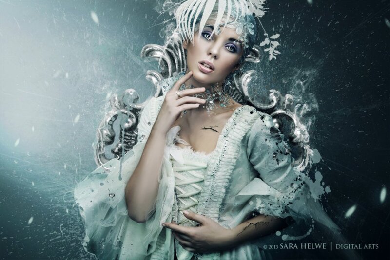 Woman in White Dress — Dramatic, Digital Art, Makeup