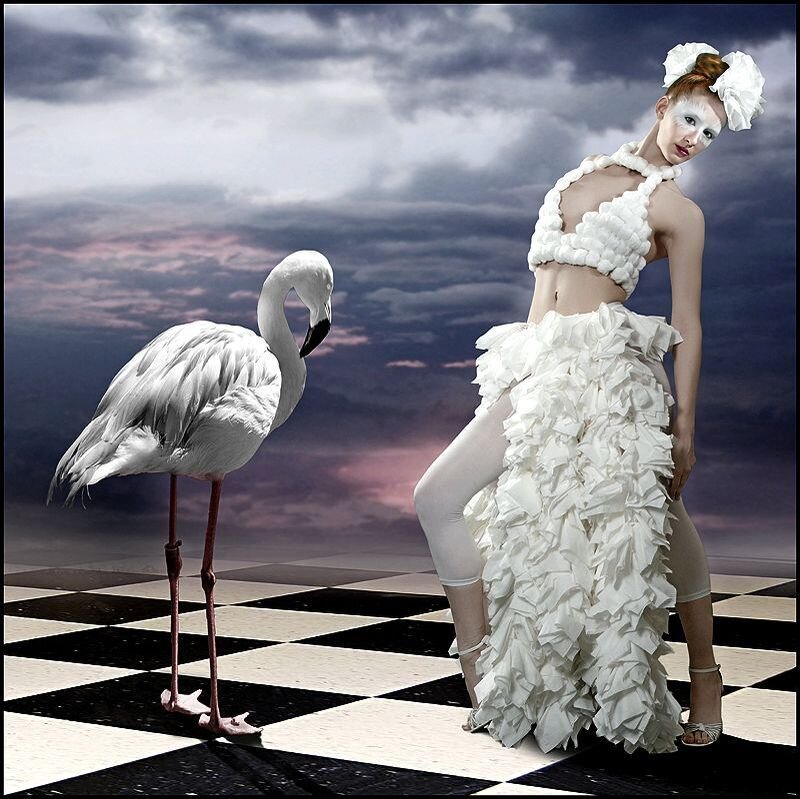 Woman in White Dress — Dramatic, Evening, Digital Art