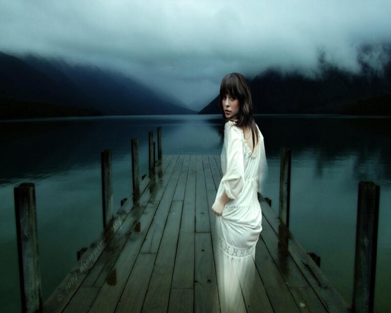 Woman in White Dress — Dramatic, Morning