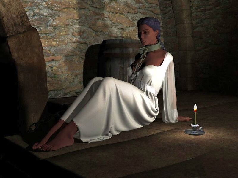 Woman in White Dress — Dramatic, Night, 3d Render