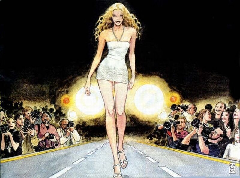 Woman in White Dress — Dramatic, Night, Illustration