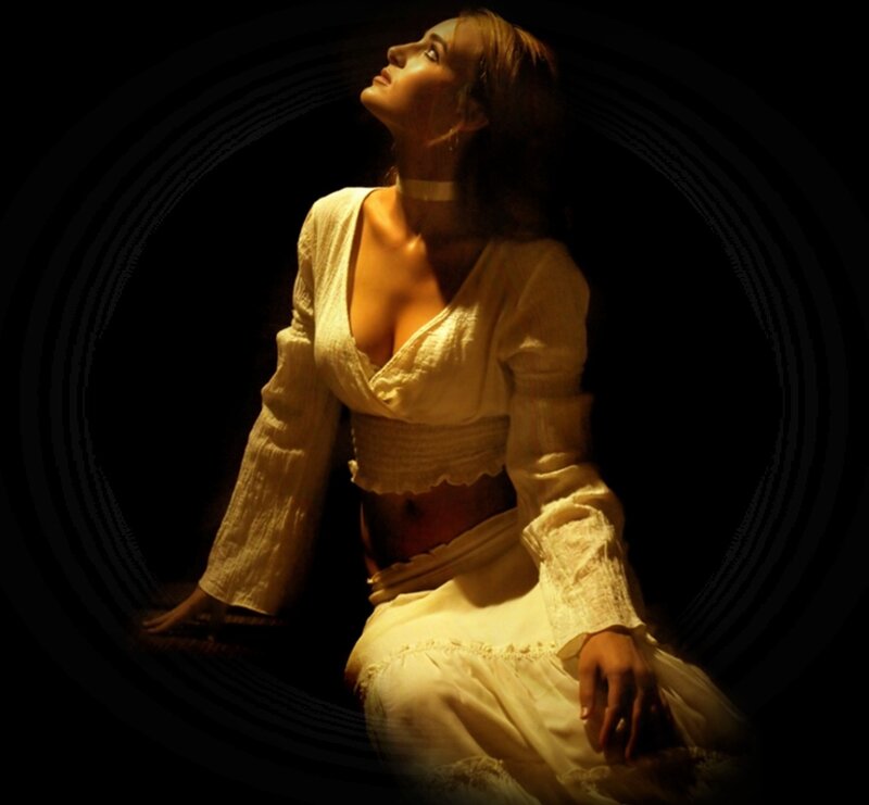 Woman in White Dress — Dramatic, Night, Photograph, Lighting