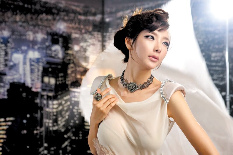 Woman in White Dress — Dramatic, Night, Photograph, Necklace, Ring