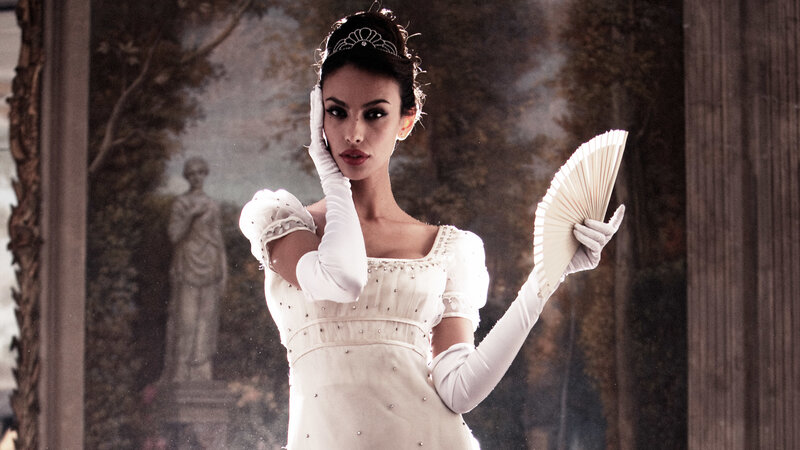 Woman in White Dress — Dramatic, Photograph, Fan