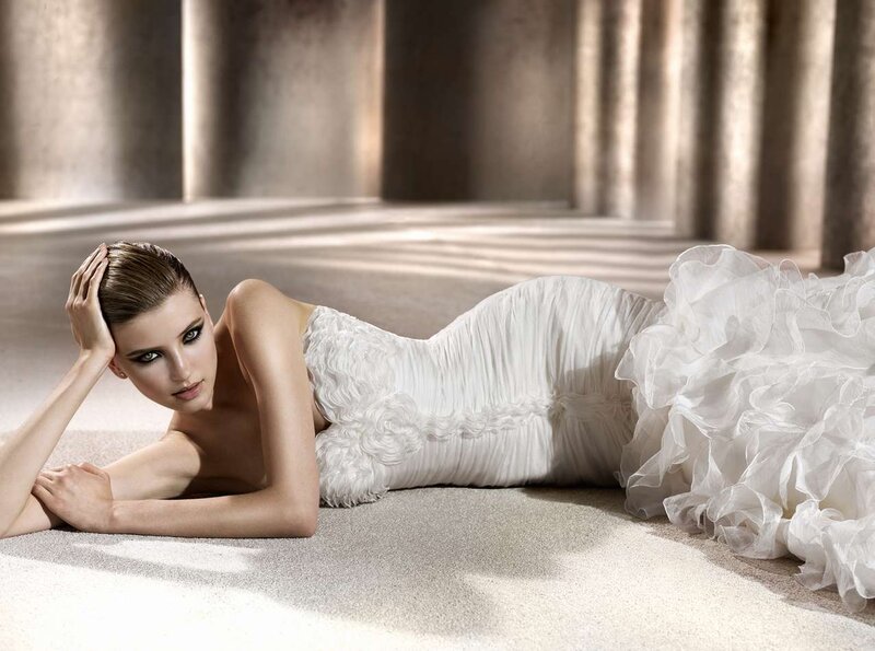 Woman in White Dress — Dramatic, Photograph, Floor, Columns