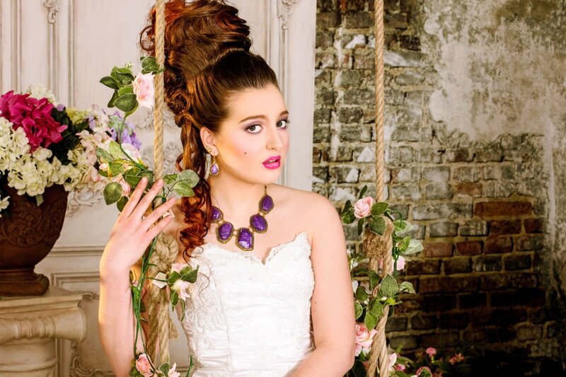 Woman in White Dress — Dramatic, Photograph, Flowers, Bricks