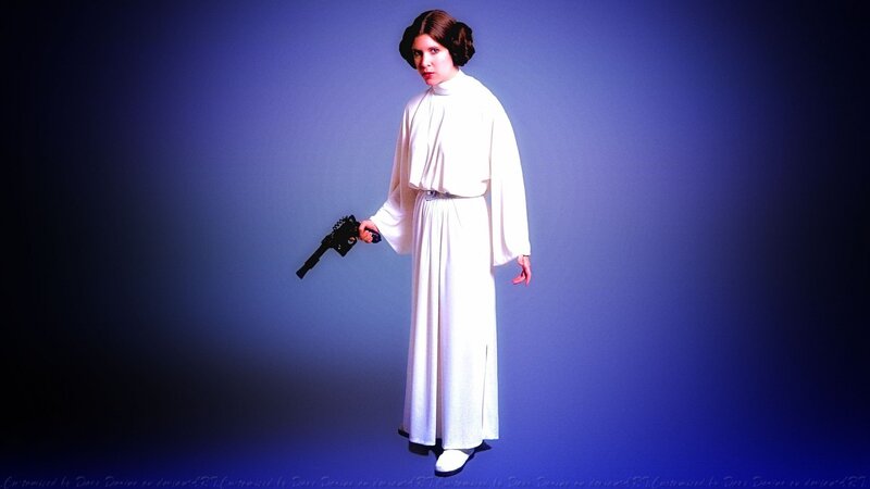 Woman in White Dress — Dramatic, Photograph, Gun, Blue Background