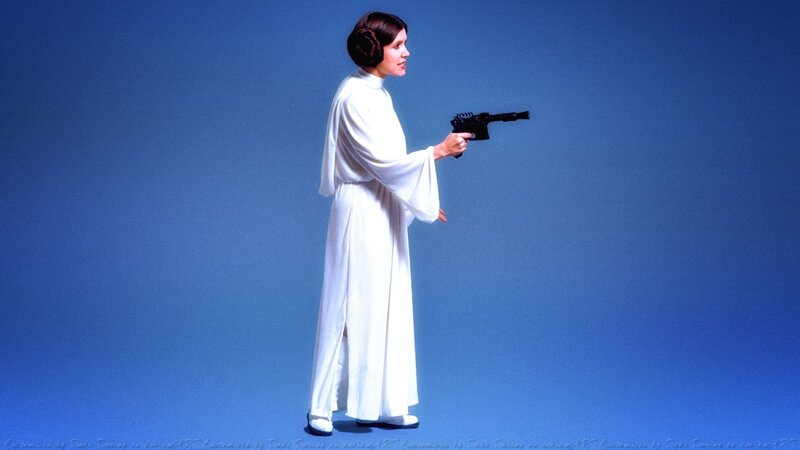 Woman in White Dress — Dramatic, Photograph, Gun