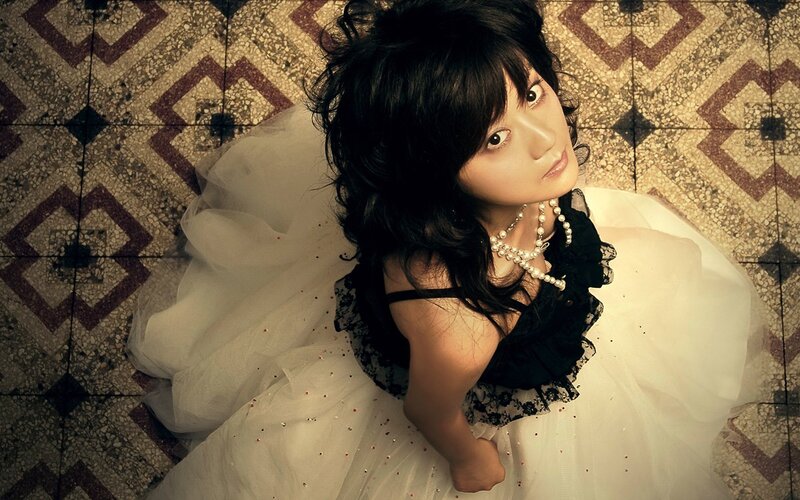 Woman in White Dress — Dramatic, Photograph, Necklace, Floor