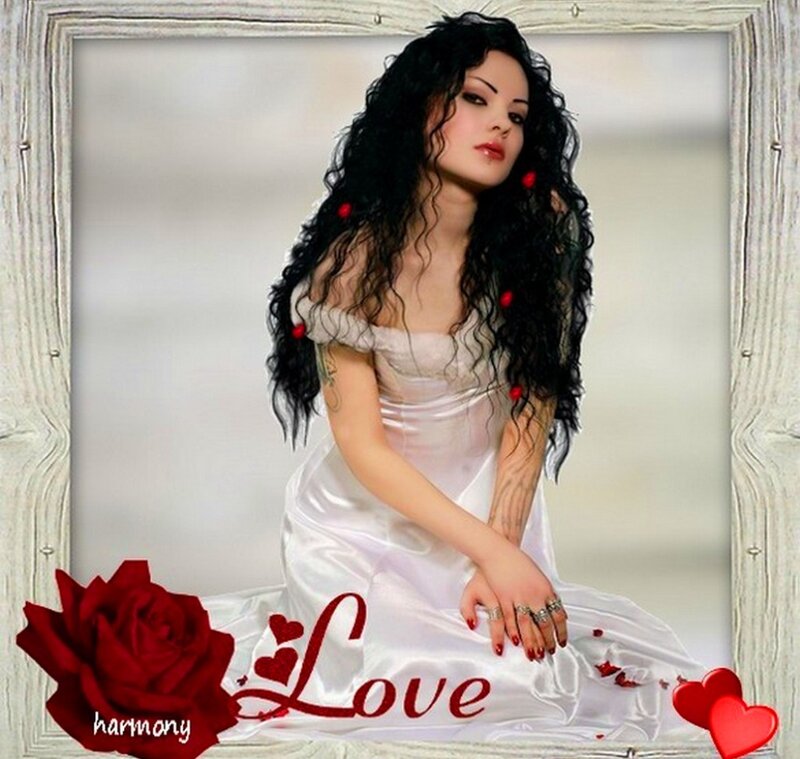 Woman in White Dress — Dramatic, Photograph, Red Rose