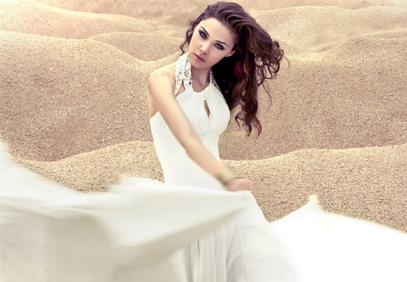Woman in White Dress — Dramatic, Photograph, Sand Dunes