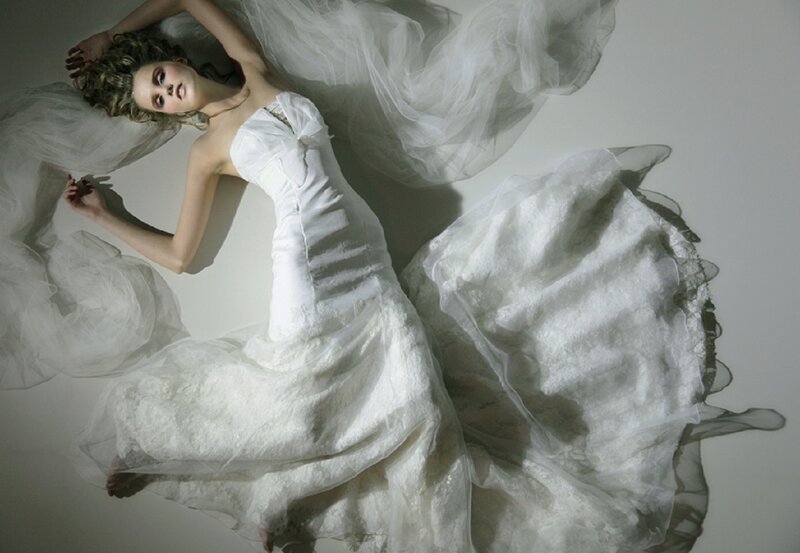 Woman in White Dress — Dramatic, Photograph, Tulle