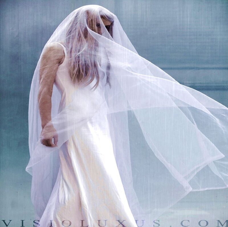 Woman in White Dress — Dramatic, Photograph, Veil