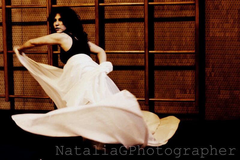 Woman in White Dress — Dramatic, Photograph, Wall, Black Top