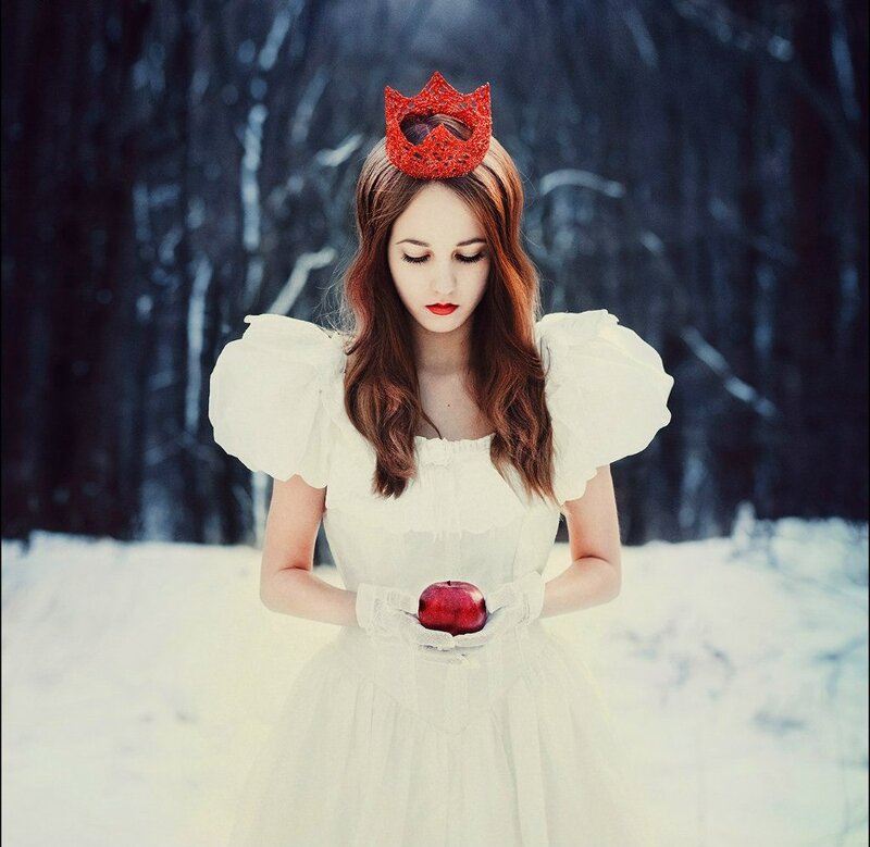 Woman in White Dress — Dramatic, Winter, Photograph, Crown