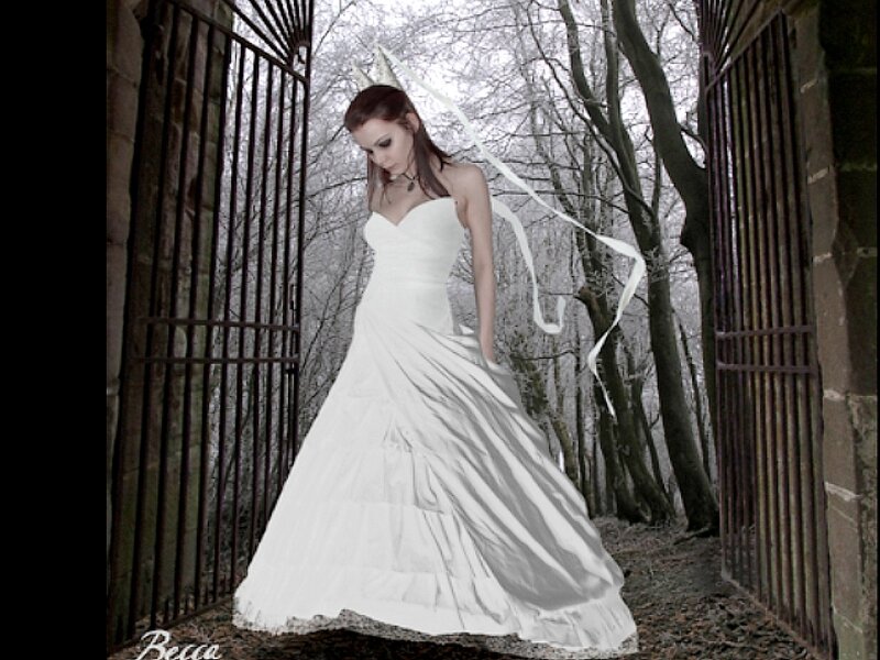 Woman in White Dress — Dramatic, Winter, Photograph