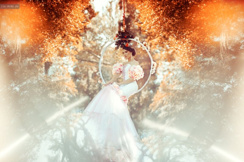 Woman in White Dress — Dreamy, Autumn, Photograph