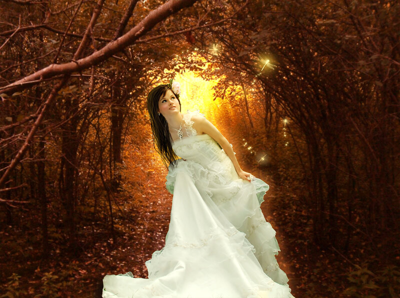 Woman in White Dress — Dreamy, Autumn