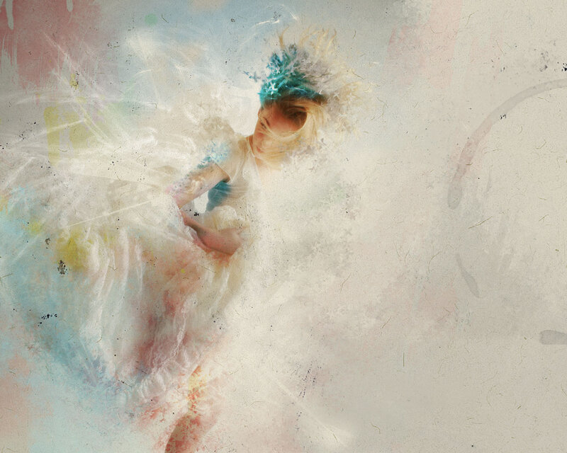 Woman in White Dress — Dreamy, Digital Art, Crown