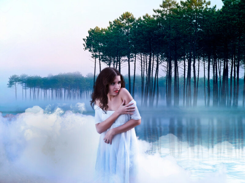 Woman in White Dress — Dreamy, Morning