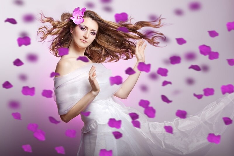 Woman in White Dress — Dreamy, Photograph, Flower