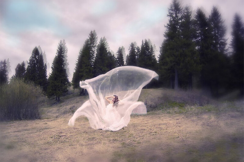 Woman in White Dress — Dreamy, Spring, Photograph