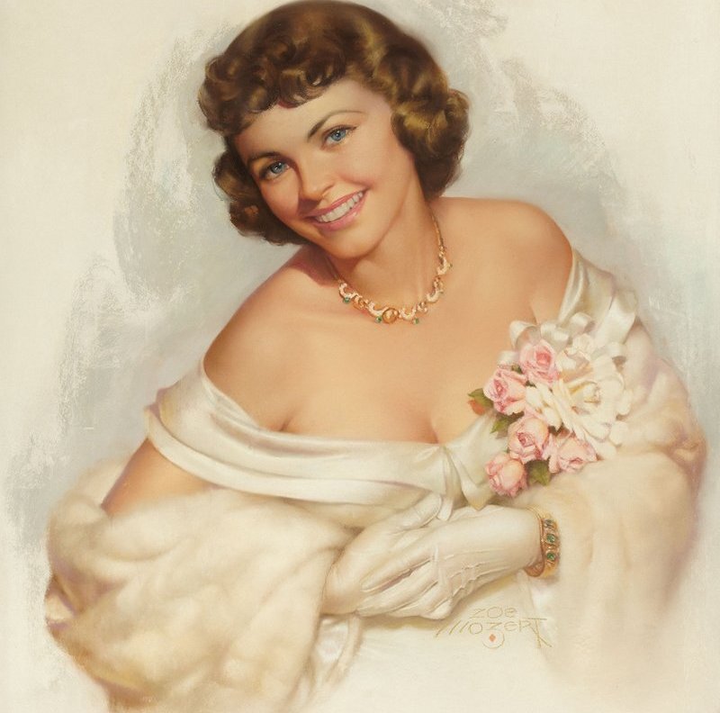 Woman in White Dress — Elegant, Painting