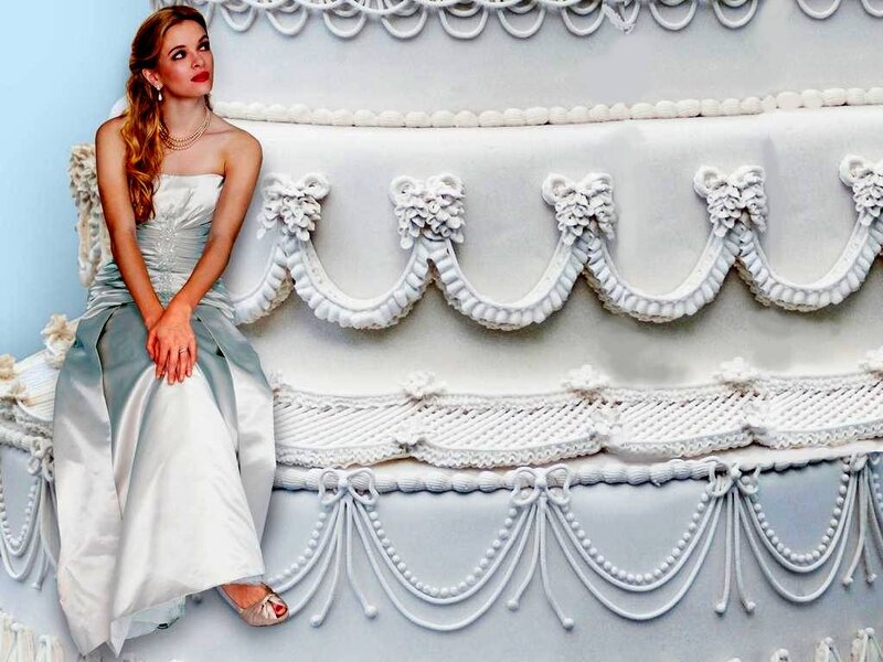 Woman in White Dress — Elegant, Photograph, Cake