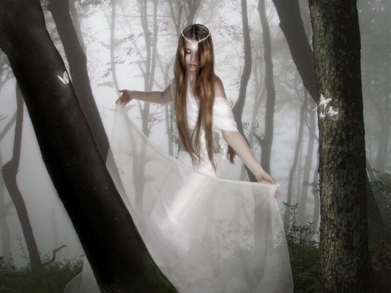 Woman in White Dress — Ethereal, Photograph, Forest