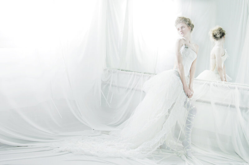 Woman in White Dress — Ethereal, Photograph, Mirror