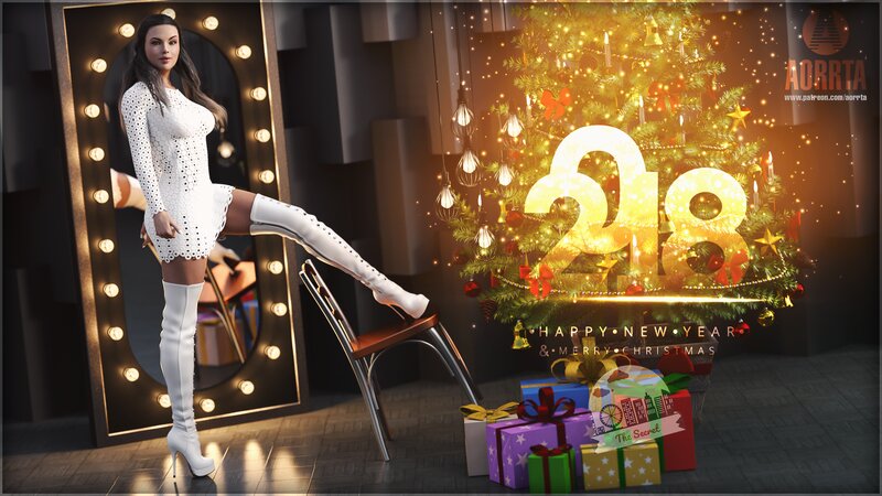 Woman in White Dress — Festive, Winter, 3d Render
