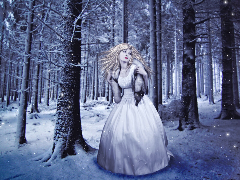 Woman in White Dress — Frosty, Winter