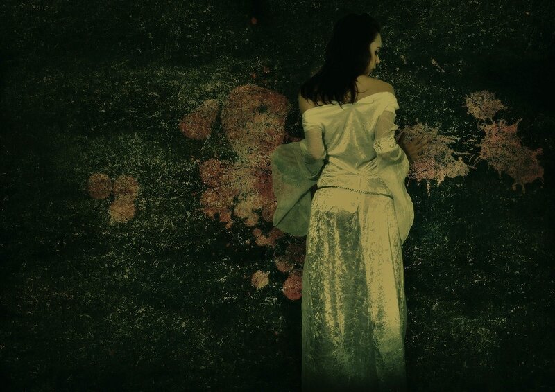 Woman in White Dress — Green, Dramatic, Night, Digital Art