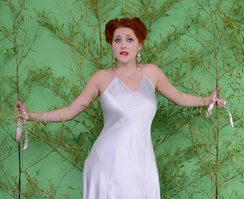 Woman in White Dress — Green, Dramatic, Photograph, Bamboo