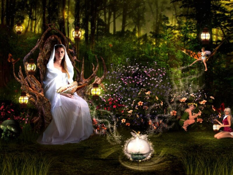 Woman in White Dress — Green, Magical, Night