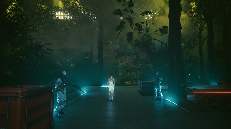Woman in White Dress — Green, Mysterious, Night, 3d Render